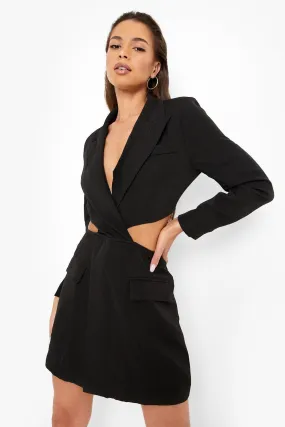 Twist Cut Out Pocket Detail Blazer Dress