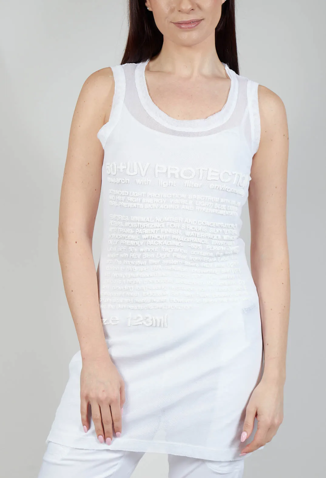 Vest Top with Lettering Motif in White Print