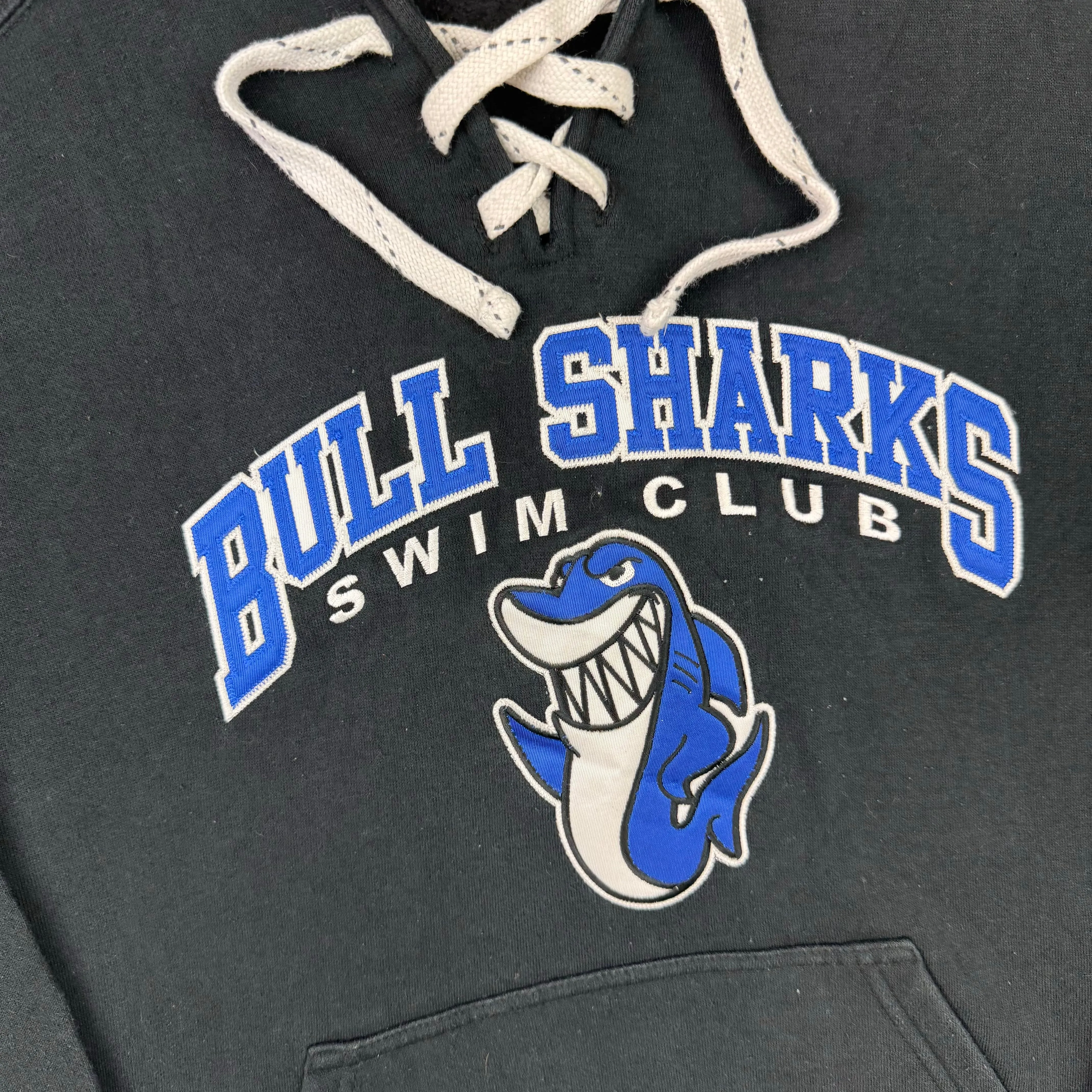 Vintage J-America Bull Sharks Swim Club Embroidered Hoodie Black