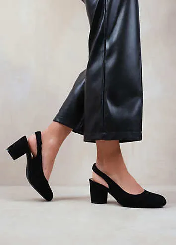 Where’s That From Edith Black Suede Extra Wide Fit Slingback Court Shoes | Grattan