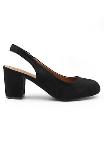 Where’s That From Edith Black Suede Extra Wide Fit Slingback Court Shoes | Grattan