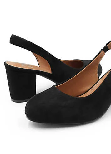 Where’s That From Edith Black Suede Extra Wide Fit Slingback Court Shoes | Grattan