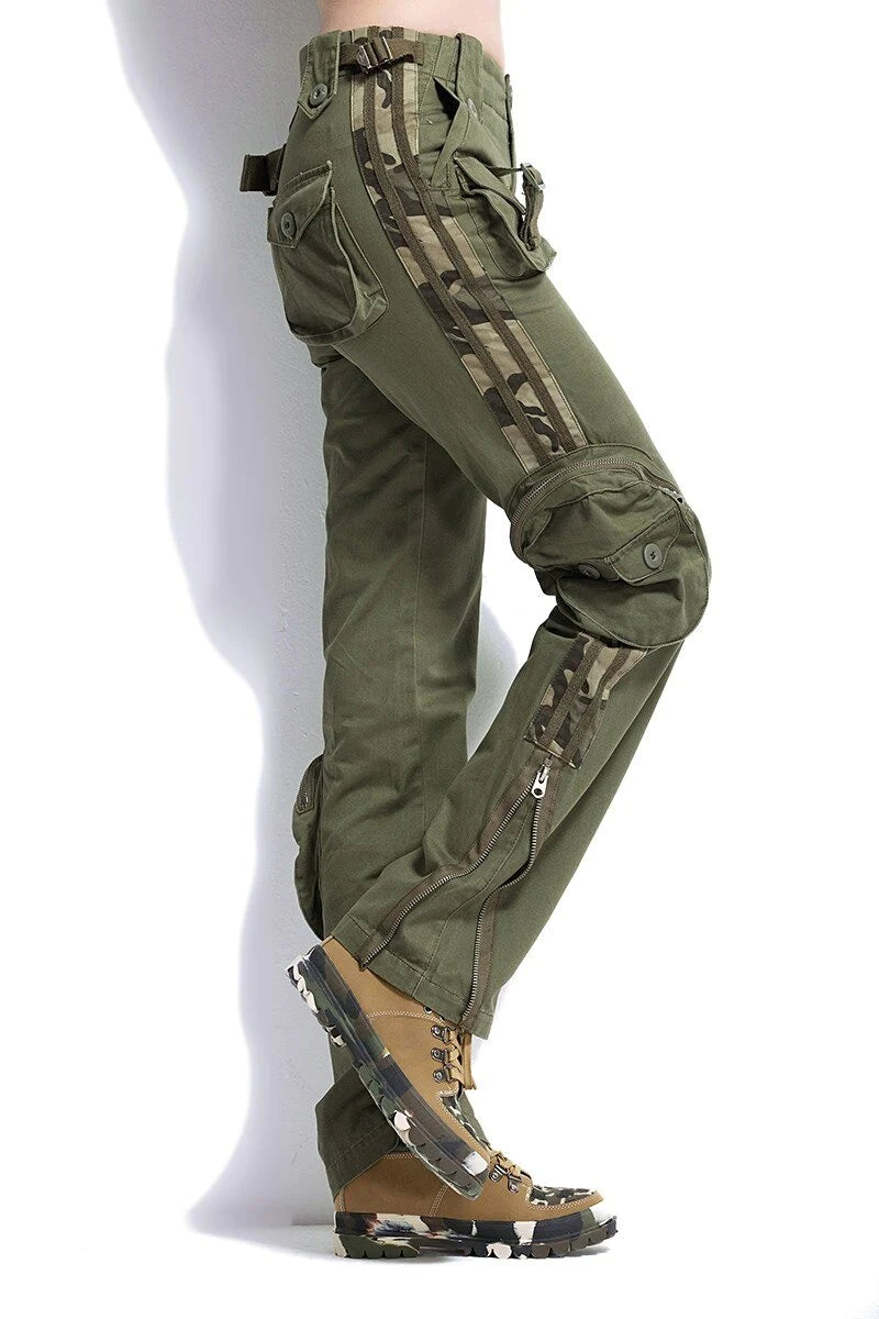 Women's Large Size Military Tactical Cargo Pants with Multi-Pockets