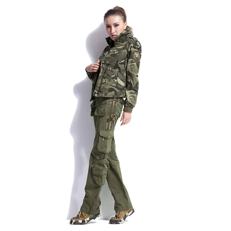 Women's Large Size Military Tactical Cargo Pants with Multi-Pockets