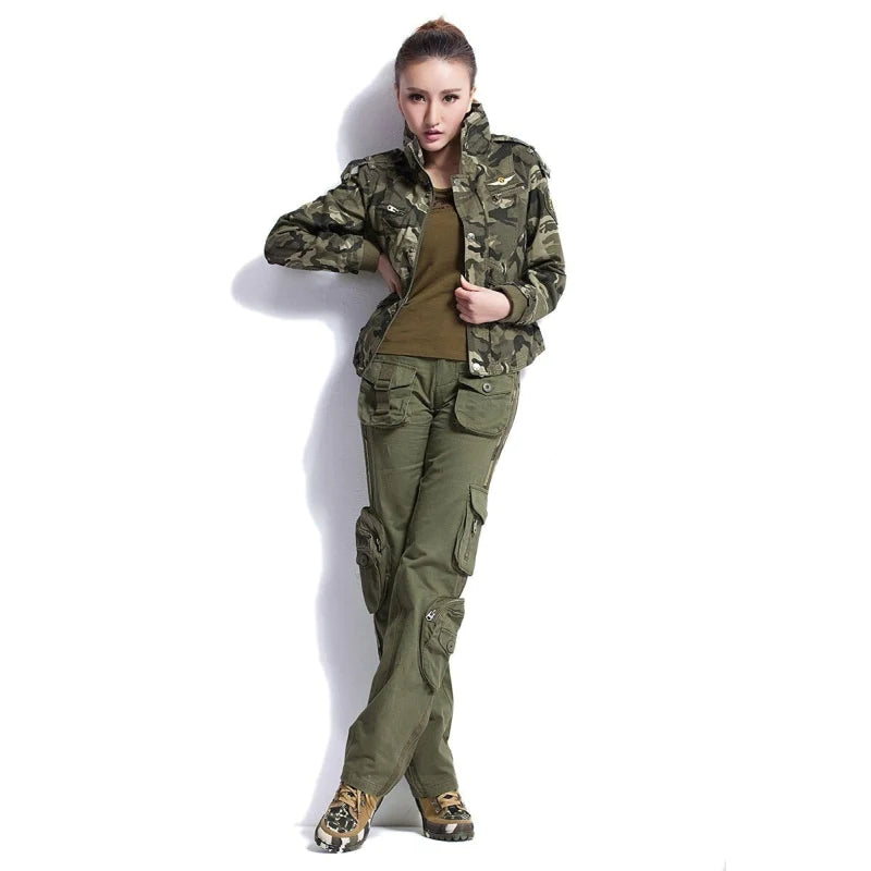 Women's Large Size Military Tactical Cargo Pants with Multi-Pockets