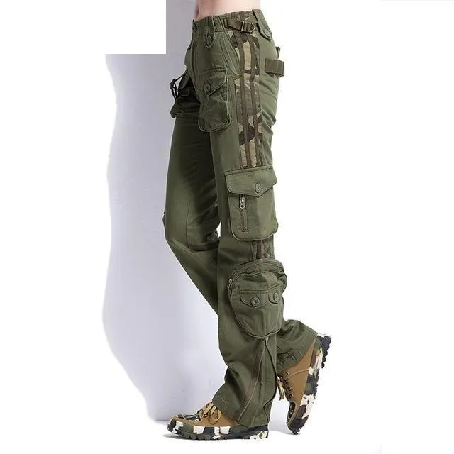 Women's Large Size Military Tactical Cargo Pants with Multi-Pockets