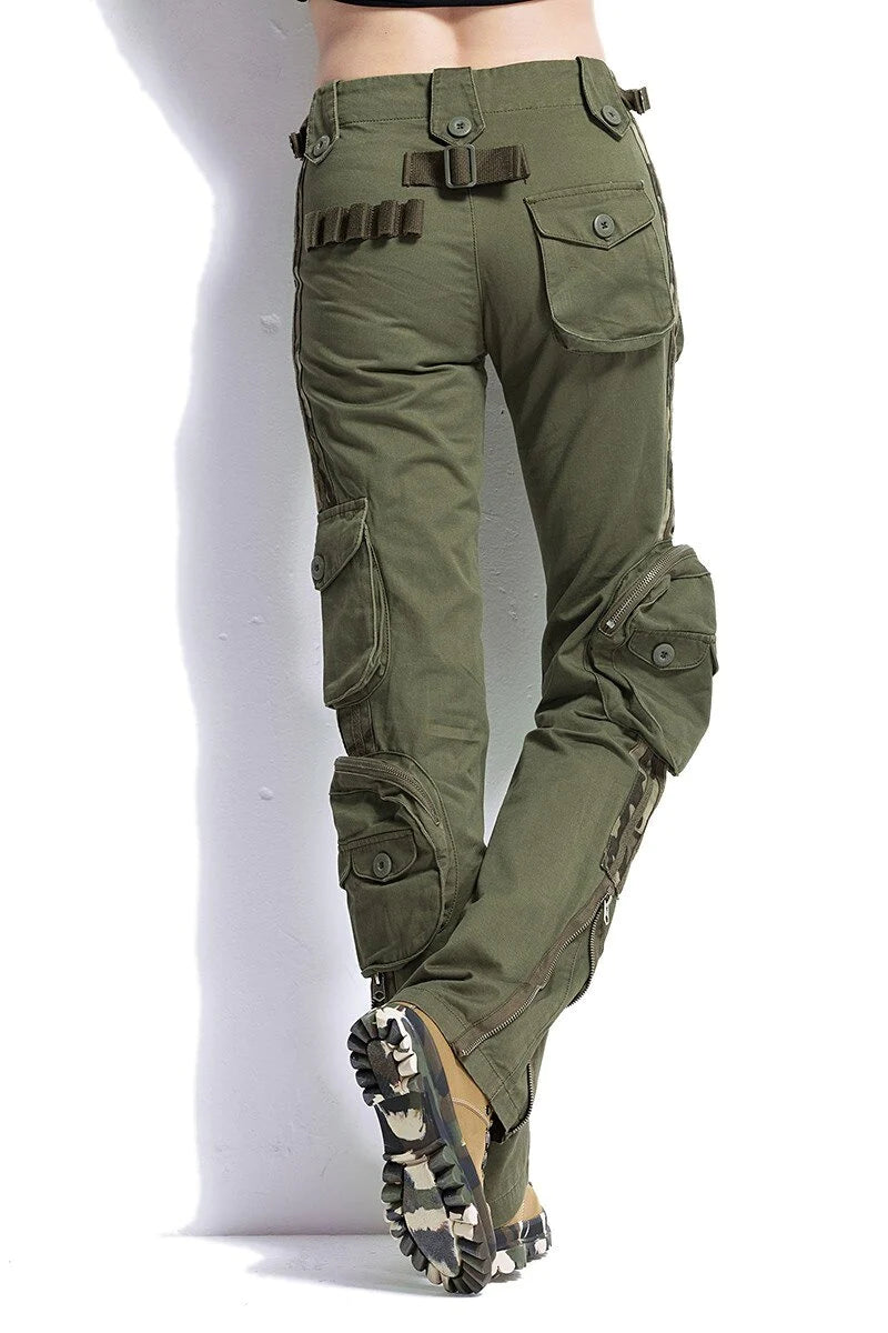 Women's Large Size Military Tactical Cargo Pants with Multi-Pockets