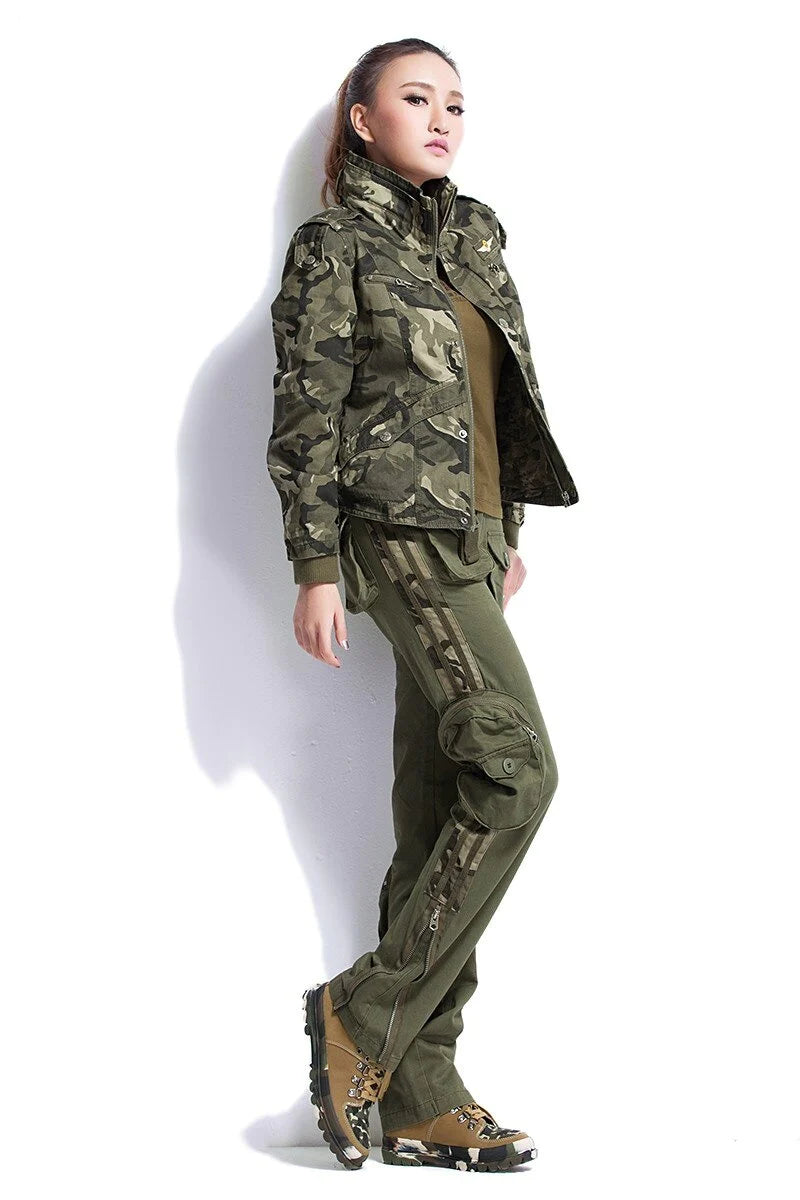 Women's Large Size Military Tactical Cargo Pants with Multi-Pockets