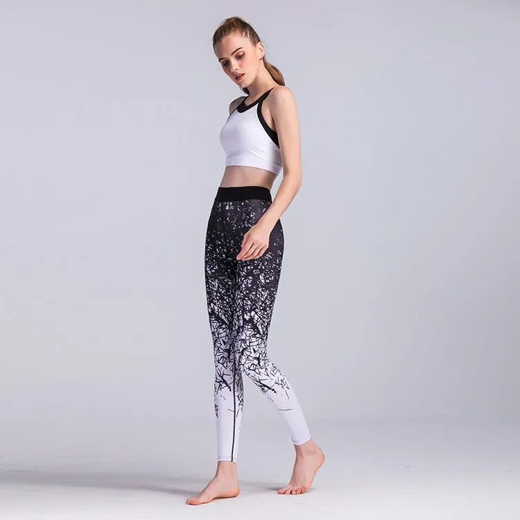 Women's Sports Clothing Chinese Style Printed Yoga Leggings for Fitness