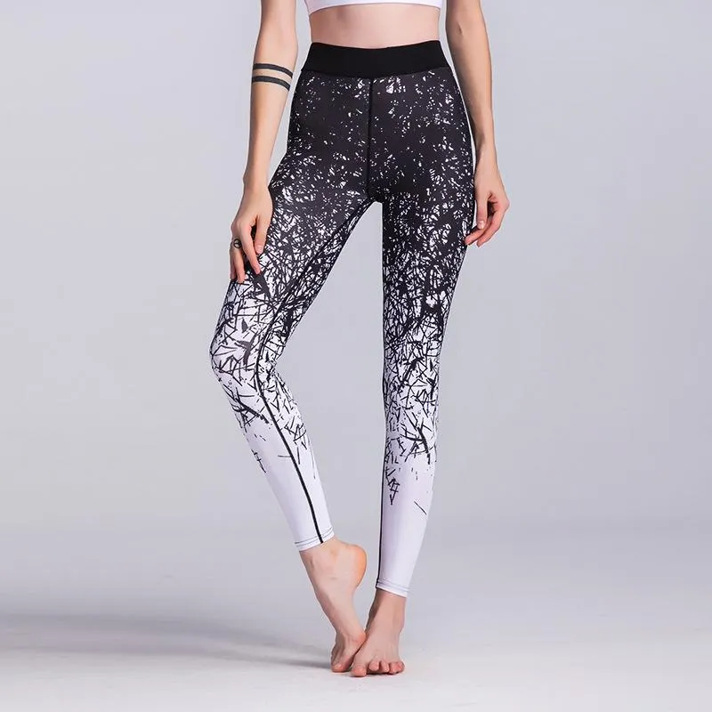 Women's Sports Clothing Chinese Style Printed Yoga Leggings for Fitness