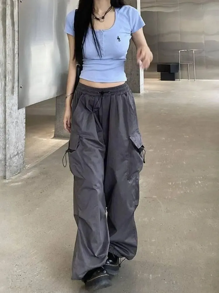 Y2K Women Streetwear Techwear Cargo Korean