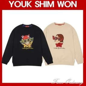 YOUKSHIMWON  |Street Style Long Sleeves Cotton Logo Hoodies & Sweatshirts