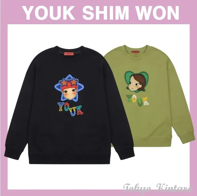 YOUKSHIMWON  |Street Style Long Sleeves Logo Hoodies & Sweatshirts