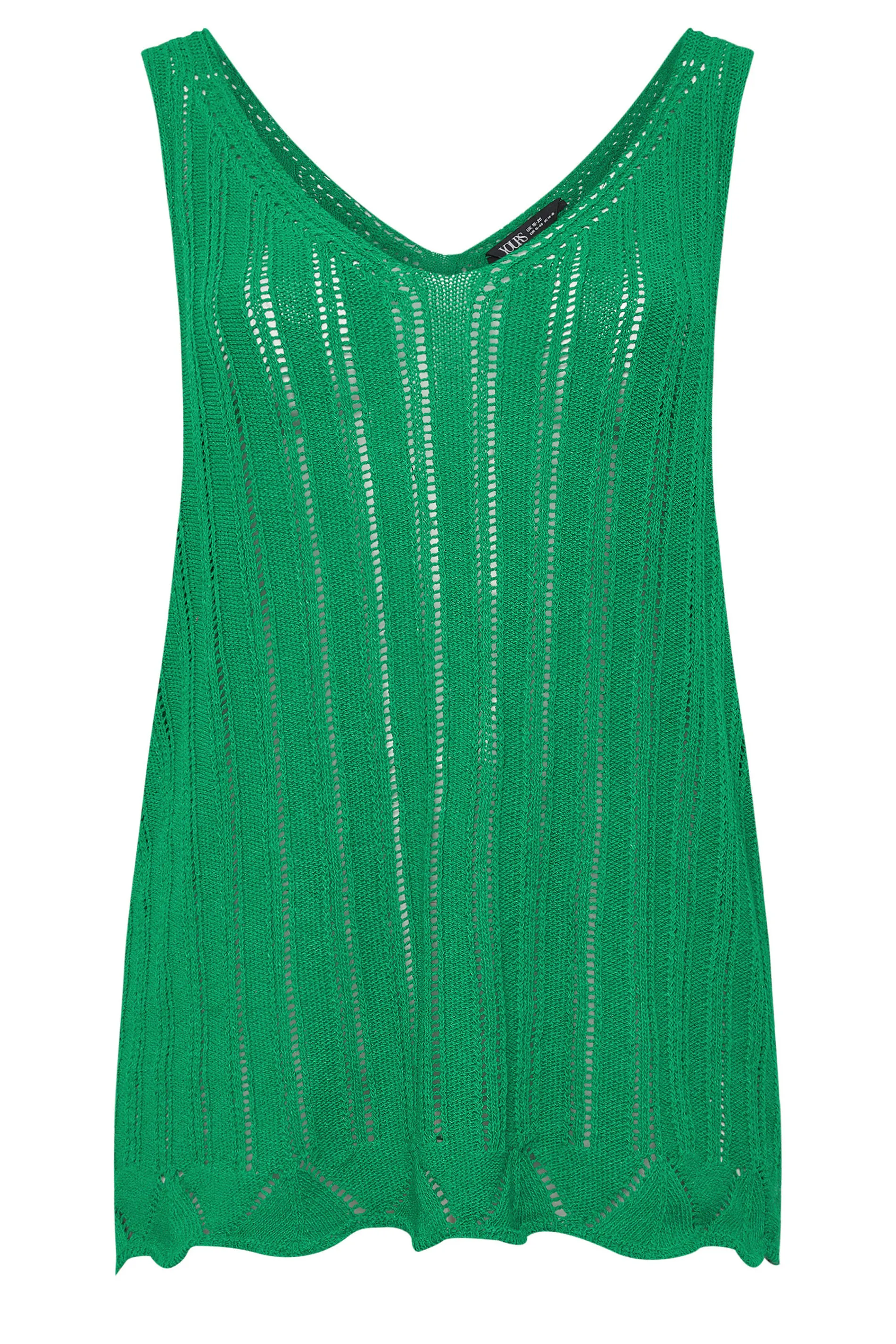 YOURS Curve Green Crochet Knitted Vest Top